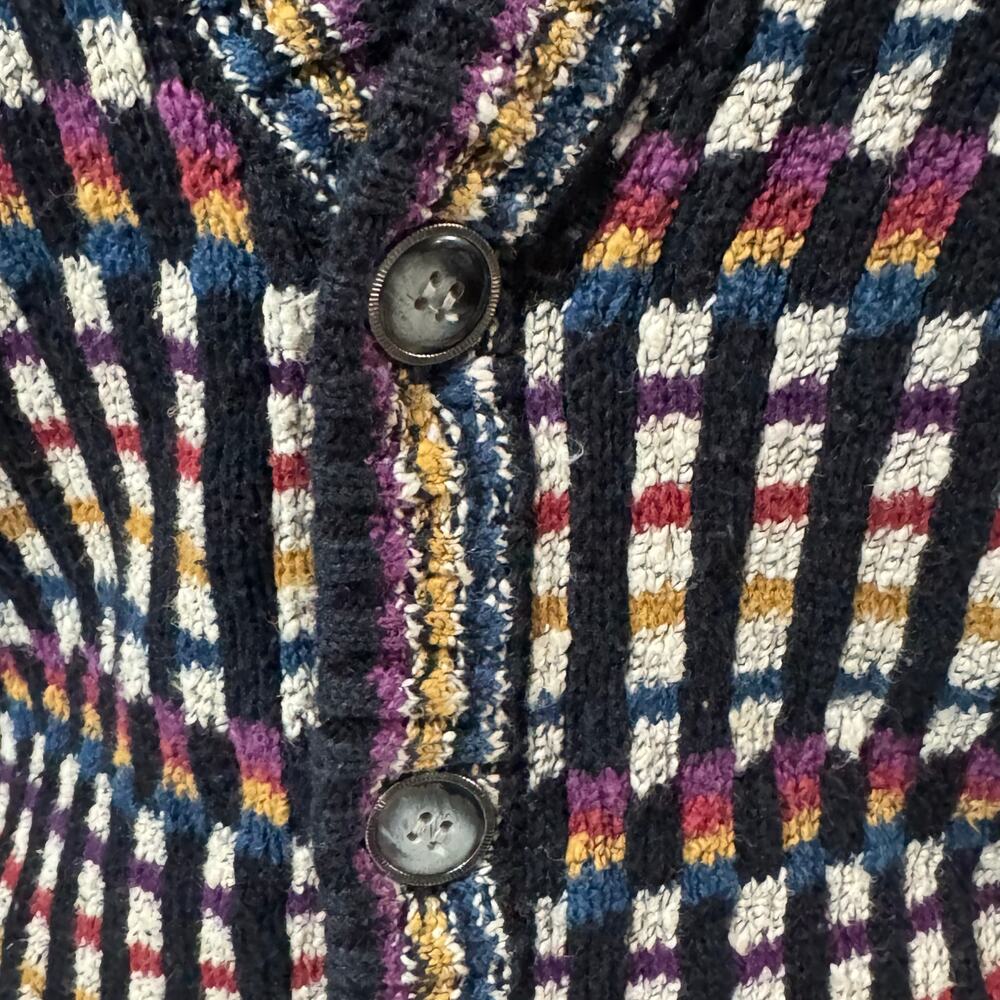 Grandpa Sweater Vintage Cardigan 90s Multicolor Knit Button Front L Retro - Picture 4 of 8